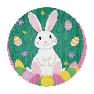 Cute Easter Bunny With Decorative Eggs Cutting Board