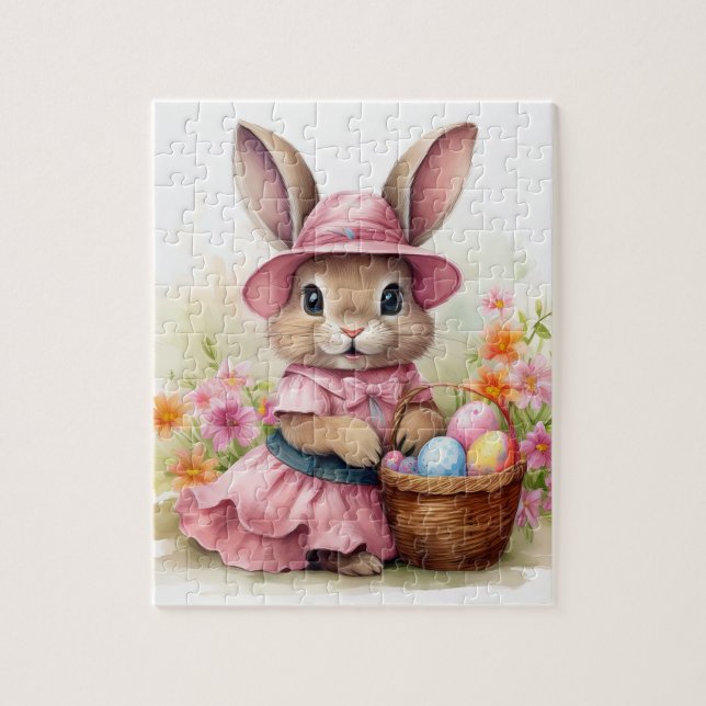 Cute Easter Bunny with Easter Basket Jigsaw Puzzle (Vertical)