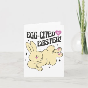 Cute Easter Bunny With Egg-cited Quote Card