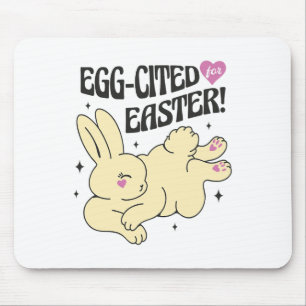 Cute Easter Bunny With Egg-cited Quote Mouse Mat