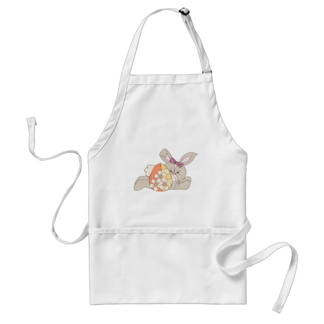 Cute Easter Bunny with Floral Egg Standard Apron (Front)