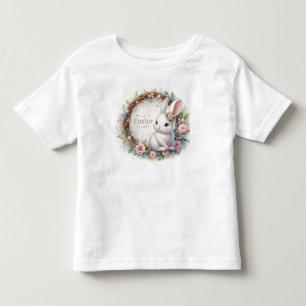 Cute Easter Bunny with Floral Wreath Toddler T-Shirt