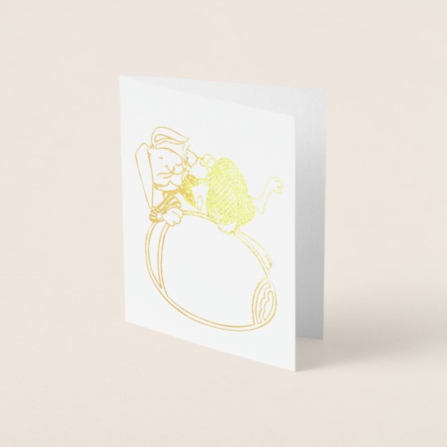 Cute Easter Bunny with Flower and Easter Egg Foil Card (Front)