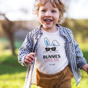 Cute Easter Bunny with Sunglasses Personalised Baby Bodysuit
