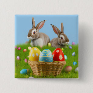 Cute Easter Bunnyfor a positive mood   15 Cm Square Badge
