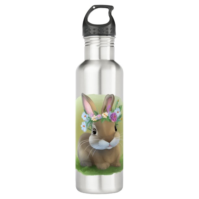 Cute Easter Bunnyfor a positive mood    710 Ml Water Bottle (Front)