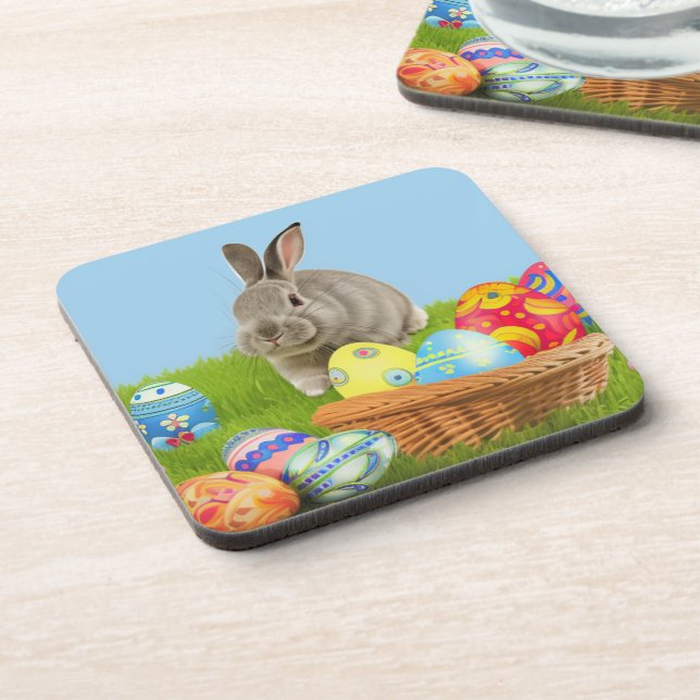 Cute Easter Bunnyfor a positive mood  Beverage Coa Coaster (Left Side)