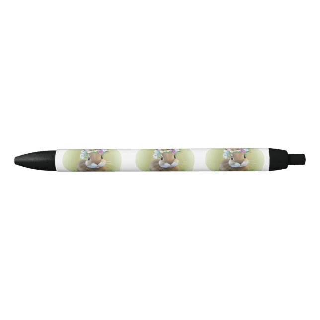 Cute Easter Bunnyfor a positive mood   Black Ink Pen (Front)