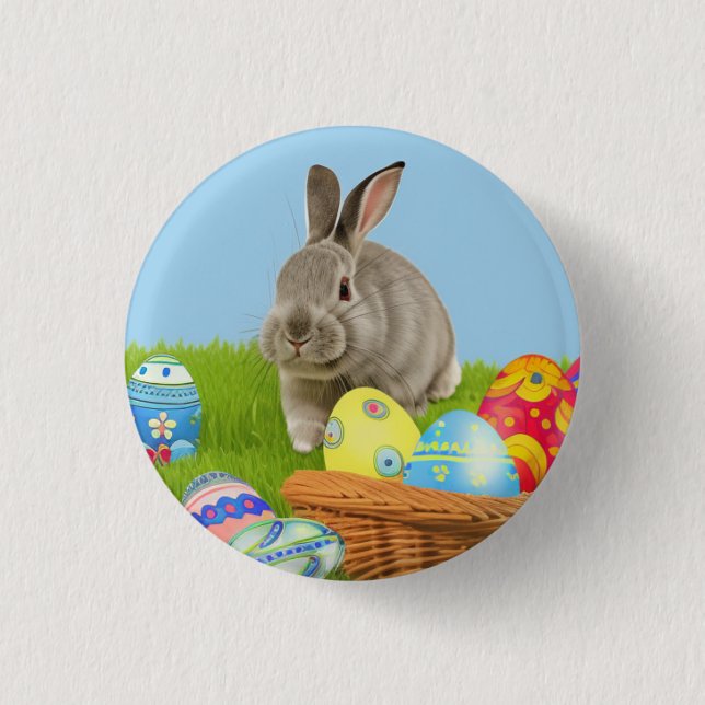 Cute Easter Bunnyfor a positive mood  Button (Front)