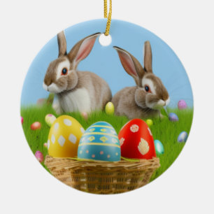 Cute Easter Bunnyfor a positive mood Ceramic Tree Decoration