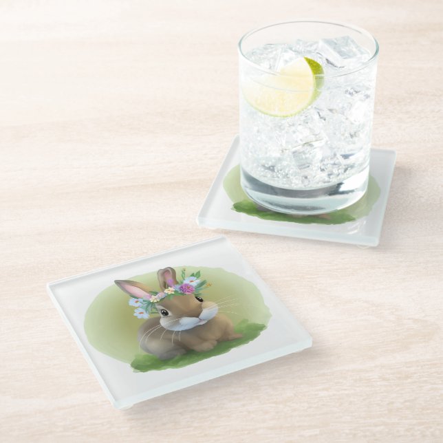 Cute Easter Bunnyfor a positive mood  Glass Coaster (Angled)