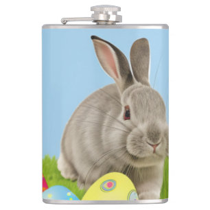 Cute Easter Bunnyfor a positive mood  Hip Flask