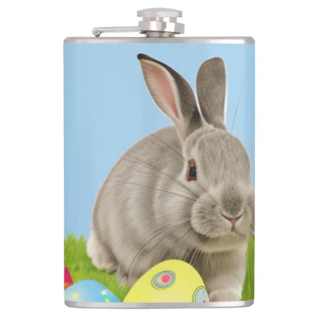 Cute Easter Bunnyfor a positive mood  Hip Flask (Front)