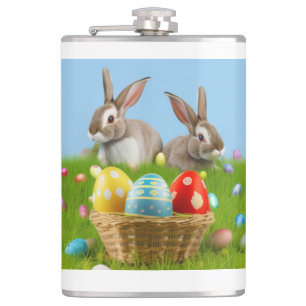 Cute Easter Bunnyfor a positive mood   Hip Flask