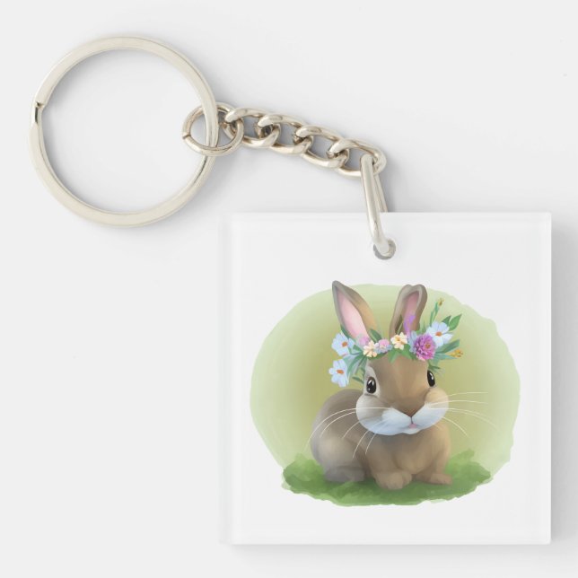 Cute Easter Bunnyfor a positive mood Key Ring (Front)