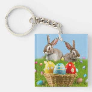 Cute Easter Bunnyfor a positive mood  Key Ring