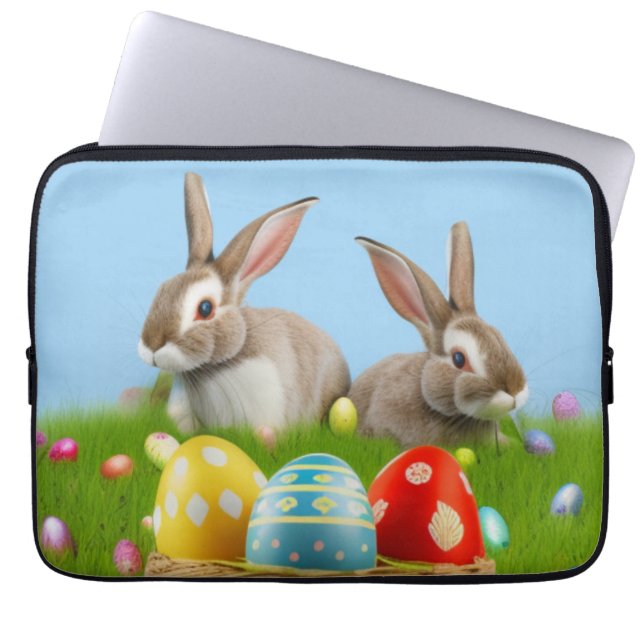 Cute Easter Bunnyfor a positive mood   Laptop Sleeve (Front)