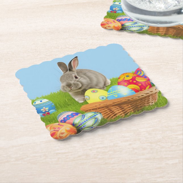 Cute Easter Bunnyfor a positive mood  Paper Coaste Paper Coaster (Angled)