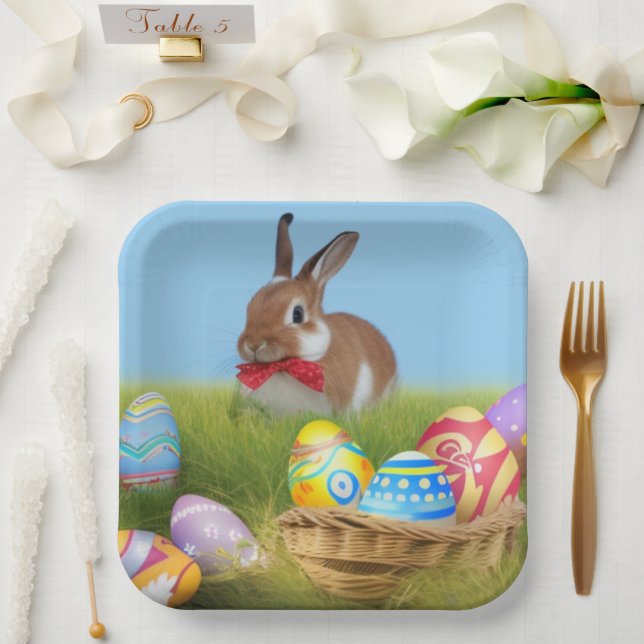 Cute Easter Bunnyfor a positive mood   Paper Plate (Wedding)