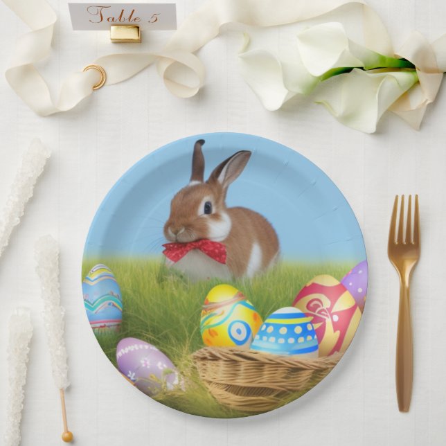 Cute Easter Bunnyfor a positive mood   Paper Plate (Wedding)