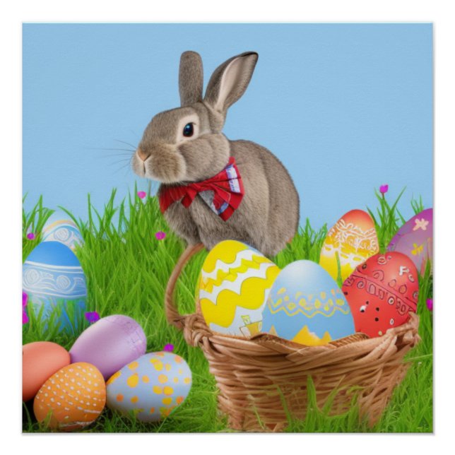 Cute Easter Bunnyfor a positive mood  Poster (Front)