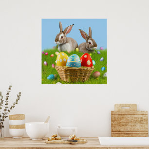 Cute Easter Bunnyfor a positive mood Poster