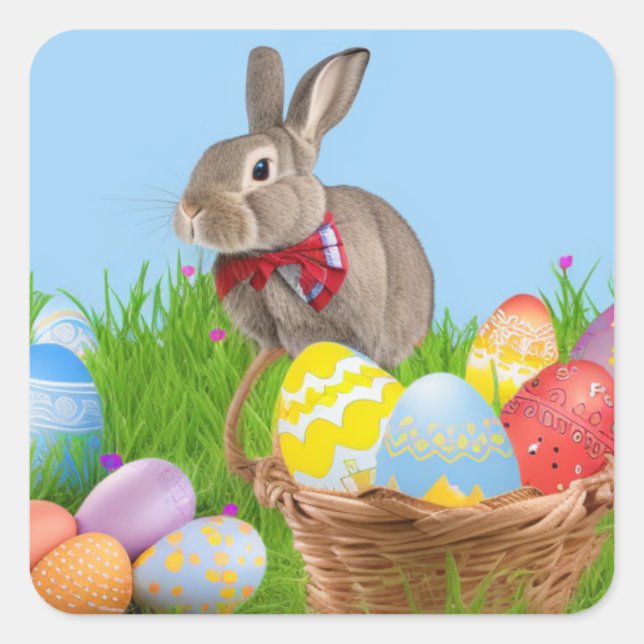 Cute Easter Bunnyfor a positive mood    Square Sticker (Front)