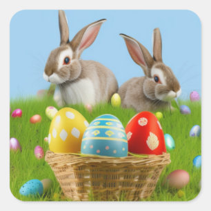 Cute Easter Bunnyfor a positive mood     Square Sticker