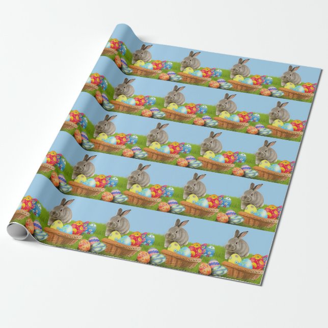 Cute Easter Bunnyfor a positive mood Wrapping Paper (Unrolled)
