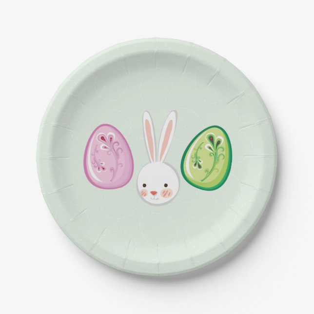 Cute Easter Bunnyy Egg Hunt & Brunch Paper Plates (Front)