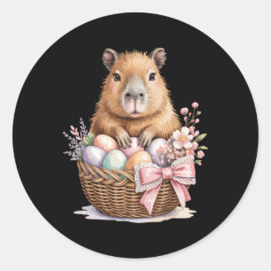 Cute Easter Capyra Watercolor Capyra Pastel Eggs G Classic Round Sticker