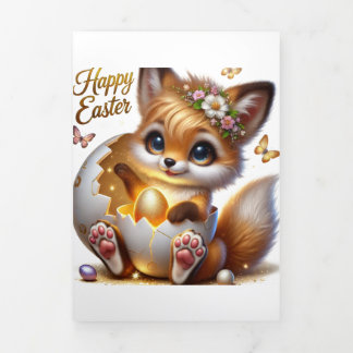 Cute Easter Card With Fox