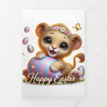 Cute Easter Card With Lion Cub