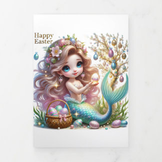 Cute Easter Card With Mermaid 