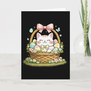 Cute Easter Cat Sket Cats Lover White Kitten  Card