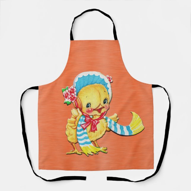 Cute Easter Chic on Orange Baking Kitchen Apron (Front)