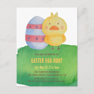 Cute Easter Chick Egg Hunt Party Invitations