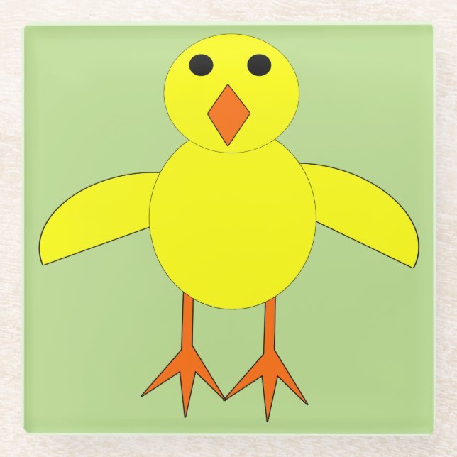 Cute Easter Chick Glass Coaster (Front)