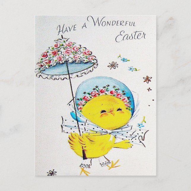 Cute Easter chick Holiday postcard retro vintage (Front)