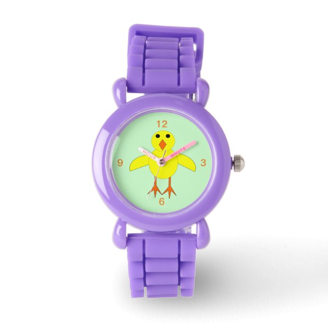 Cute Easter Chick Kids Watch with Numbers (Front)