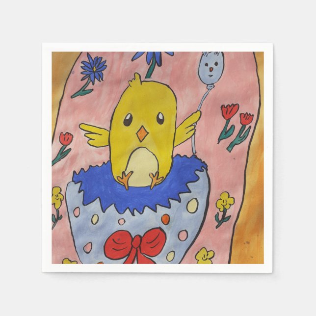 Cute Easter Chick Paper Napkins (Front)