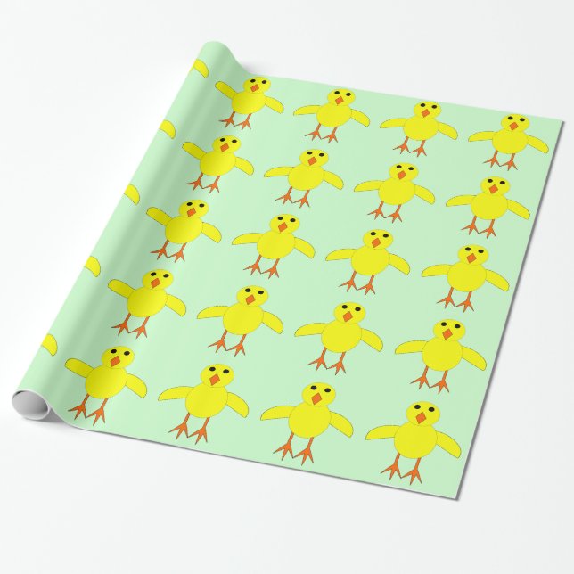 Cute Easter Chick Wrapping Paper (Unrolled)