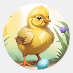 Cute Easter Chicken 1, Easter Classic Round Sticker