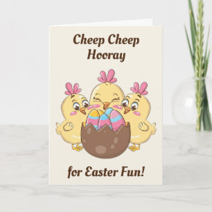 Cute Easter Chickens with Egg Card