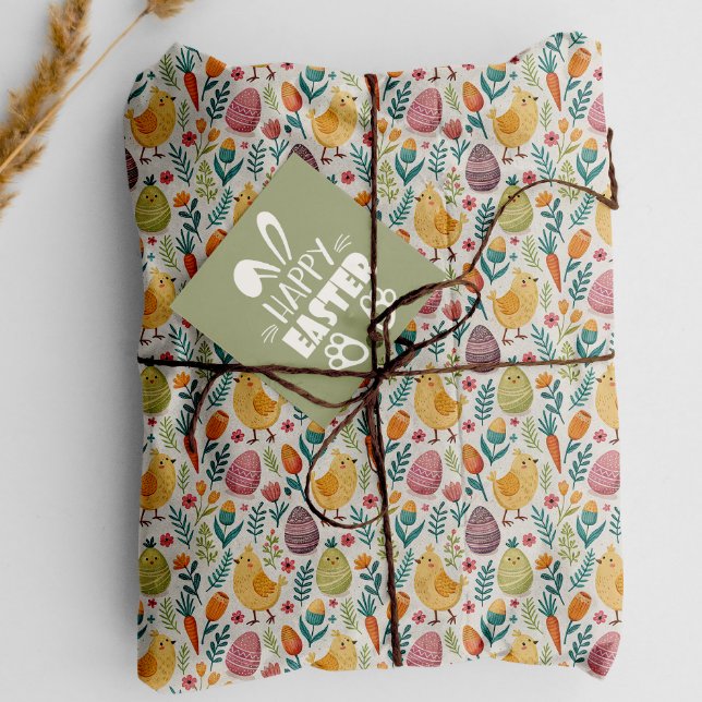 Cute Easter Chicks and Colourful Eggs Pattern  Tissue Paper (Creator Uploaded)