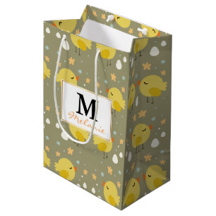 Cute easter chicks and little eggs pattern medium gift bag