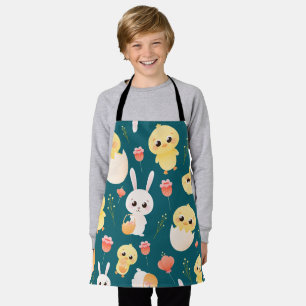 Cute Easter Chicks & Bunnies Seamless Pattern Apron