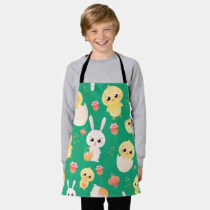 Cute Easter Chicks & Bunnies Seamless Pattern  Apron