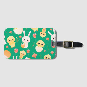 Cute Easter Chicks & Bunnies Seamless Pattern  Luggage Tag