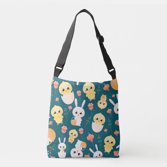 Cute Easter Chicks & Bunnies Seamless Pattern  Orn Crossbody Bag (Front)
